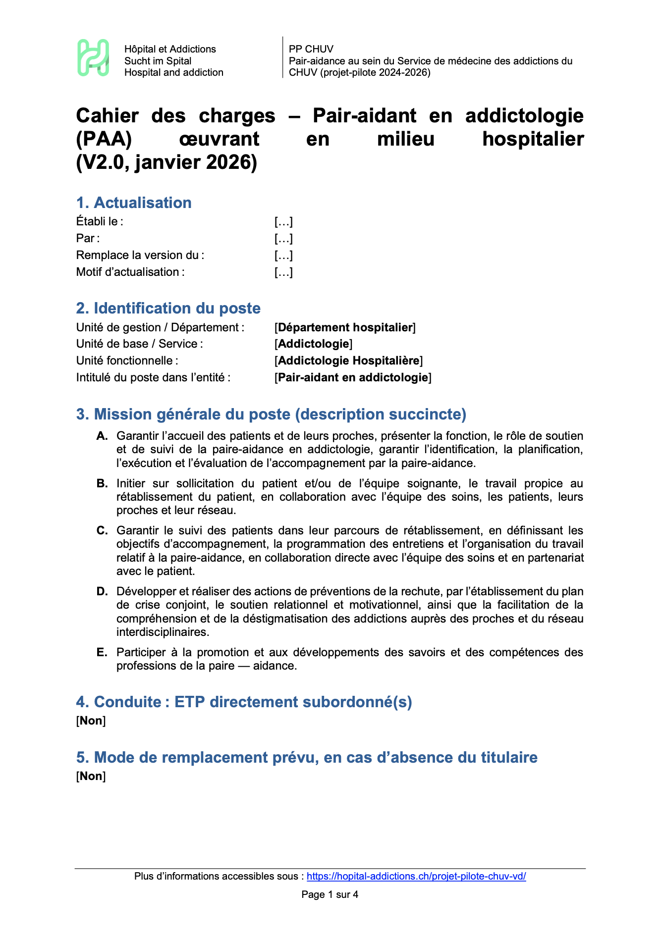 Cahier des charges – Pair-aidant en addictologie v2.0